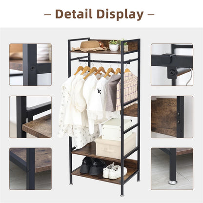 Metal Garment Rack Entryway Coat Rack Open Wardrobe Closet Storage Organizer