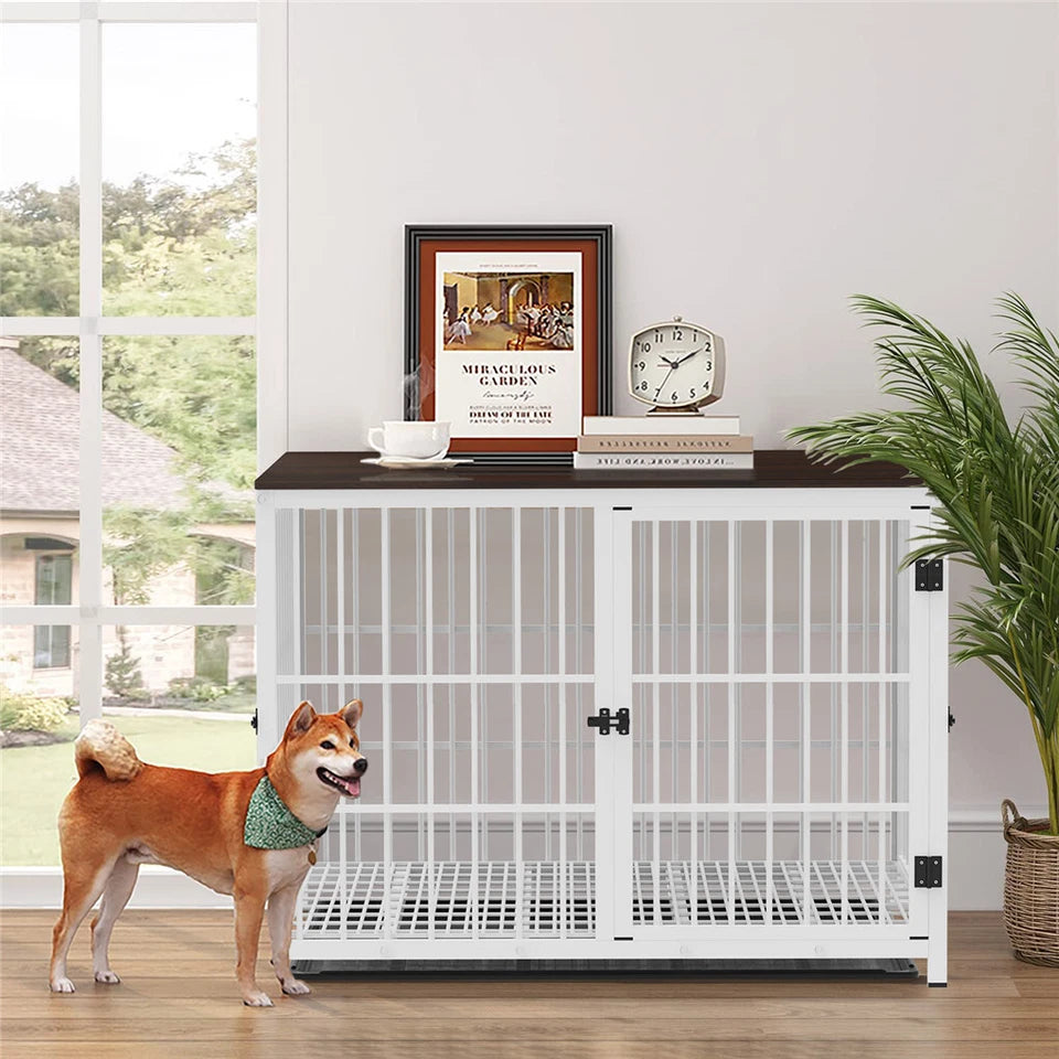 Wooden Dog Crate With Removable Tray & 3 Doors