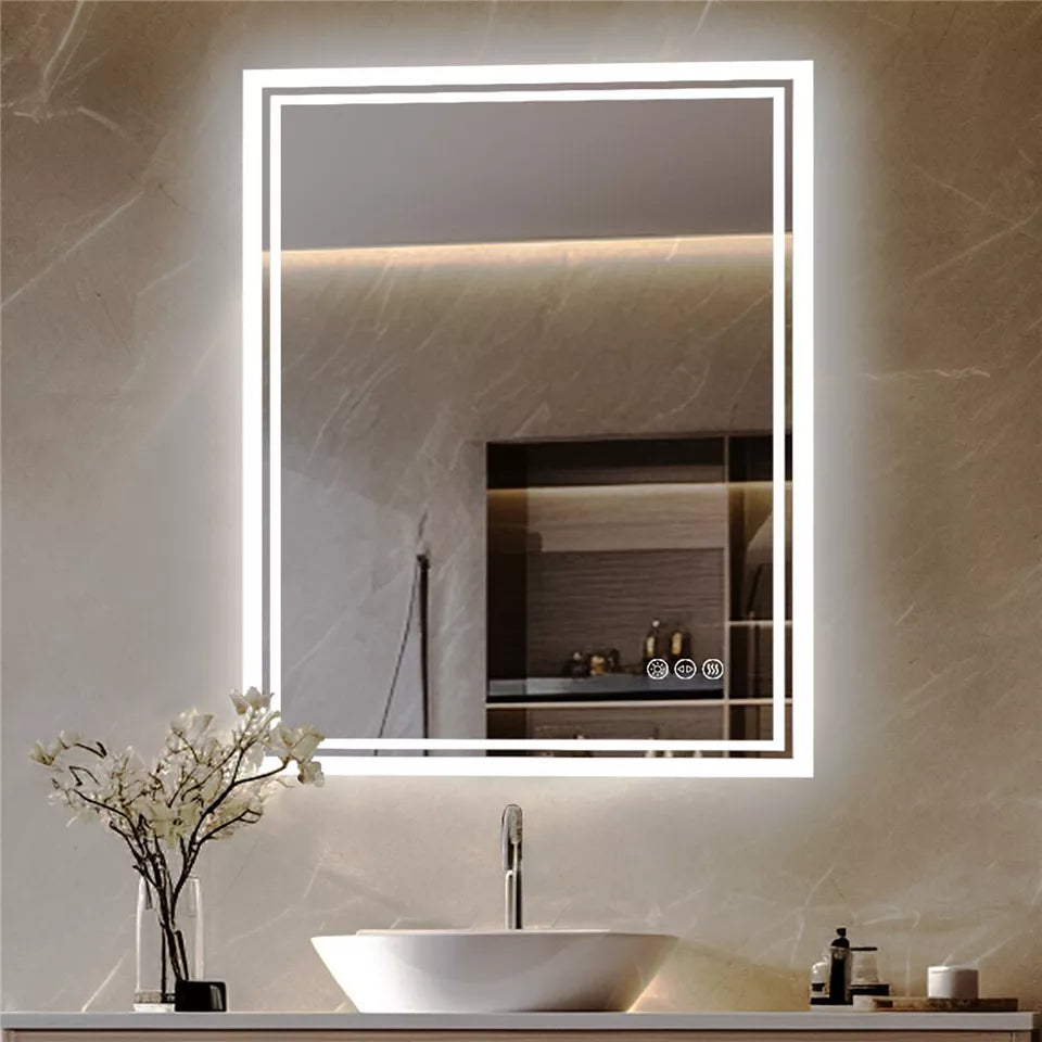 Stylish Frameless LED Mirror with Smart Controls