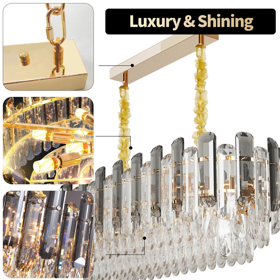 60cm Crystal Chandelier with 3-Color Adjustable Light