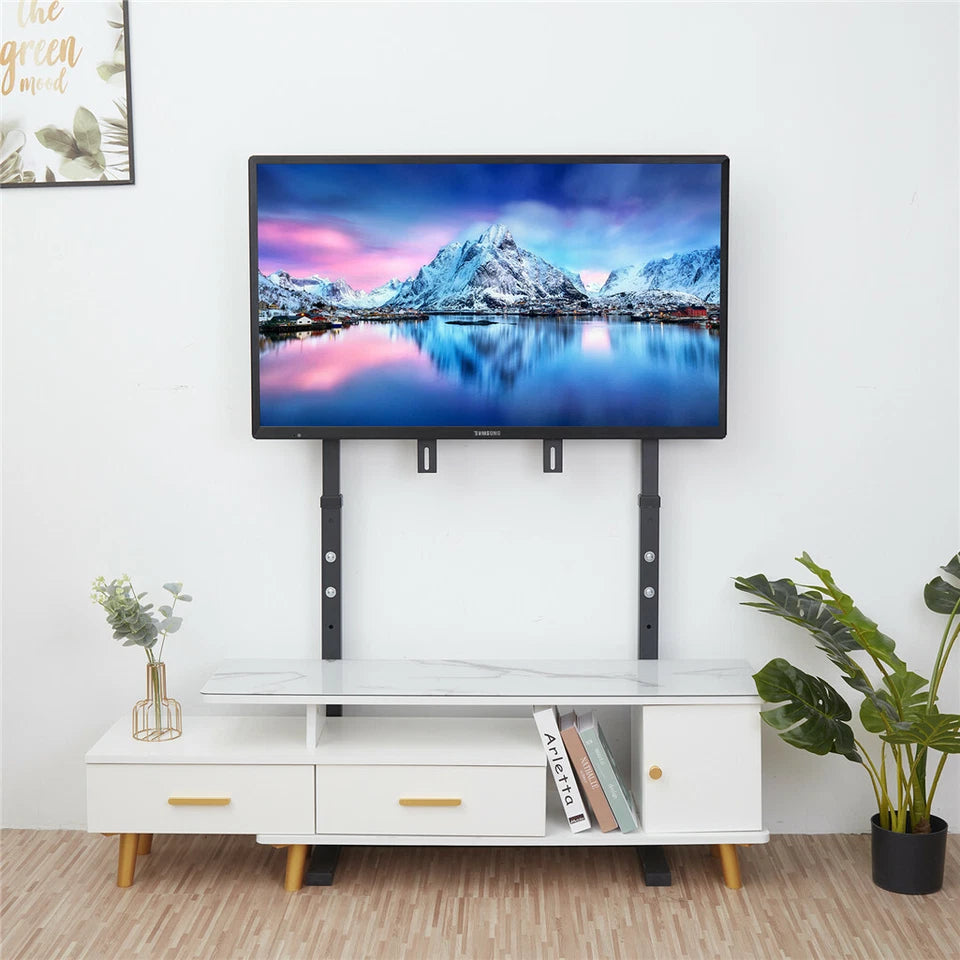 Black 32–100" Flat Screen Floor Stand with Space-Saving Contemporary Base