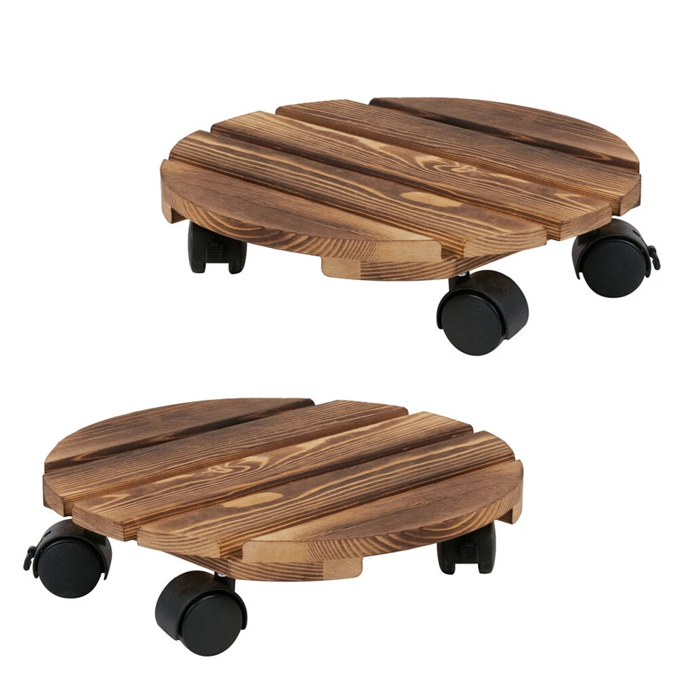 round-planter-caddies-wooden-patio-plant-trivet-flower-pot-stand-lockable-wheels