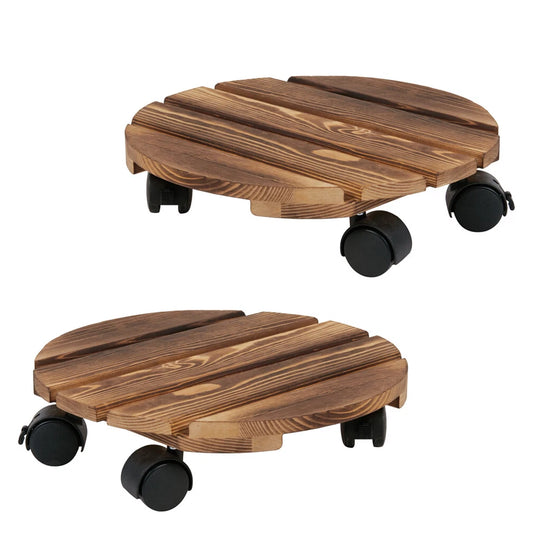 round-planter-caddies-wooden-patio-plant-trivet-flower-pot-stand-lockable-wheels