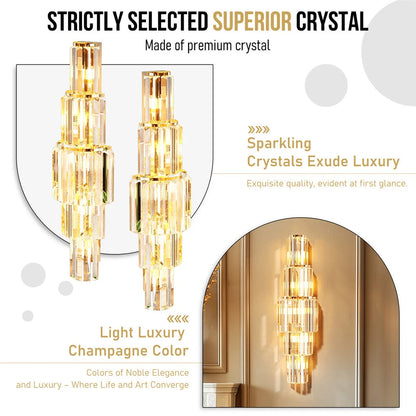 Gold 5-Tier Crystal Wall Sconce with LED Lights
