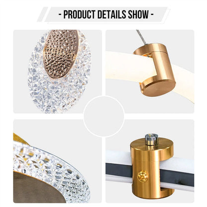 Gold Acrylic Ring LED Chandelier Ceiling Light 60cm