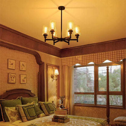 Industrial Black Metal 6-Light Pendant Lamp