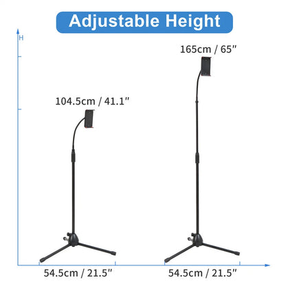 gooseneck-phone-floor-stand-cell-phone-tripod-holder-360-degree-adjustable-black