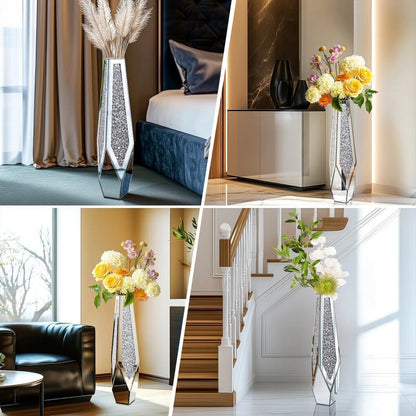 Luxury Crushed Diamond Floor Vase – Modern Floral Display