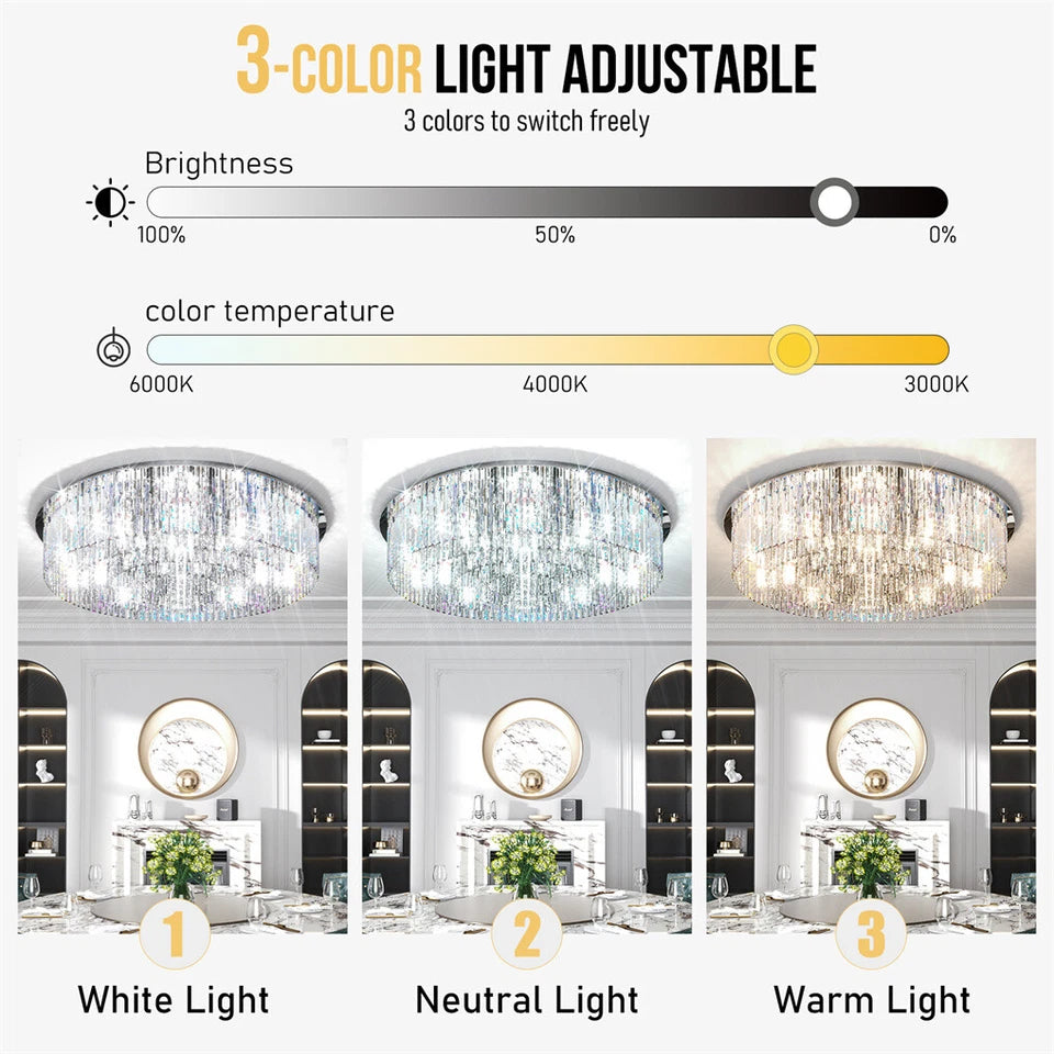 Modern Smoky Grey 80cm Crystal Light Fixture