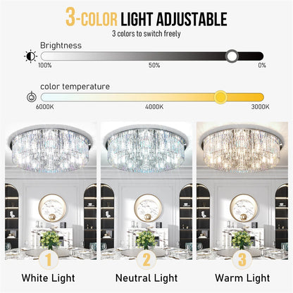 Modern Smoky Grey 80cm Crystal Light Fixture