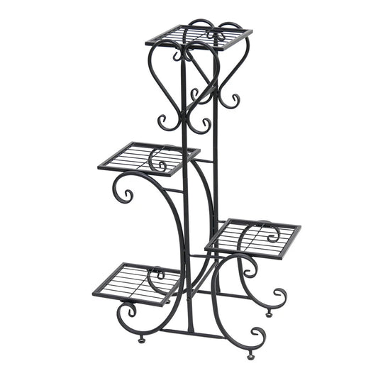 4-Pot Flower Rack for Home & Garden Decor