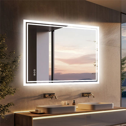 Stylish Frameless LED Mirror with Smart Controls