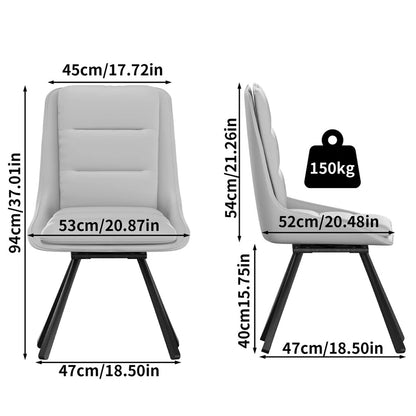 Light Grey 360 Swivel Dining Chairs Set of 2 with Ergonomic High Back
