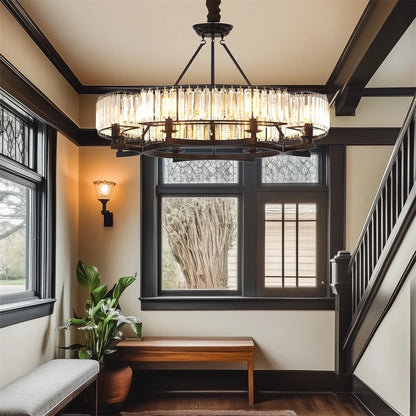 Large Black Crystal Chandelier with 8 E14 Lights