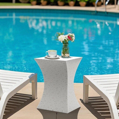 Off-White Concrete Side Table With Hourglass Shape For Modern Spaces