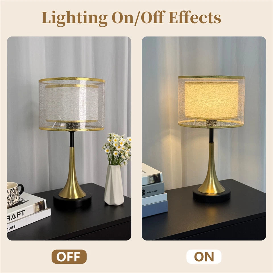 Classic Gold Bedside Lamp with Three Light Settings