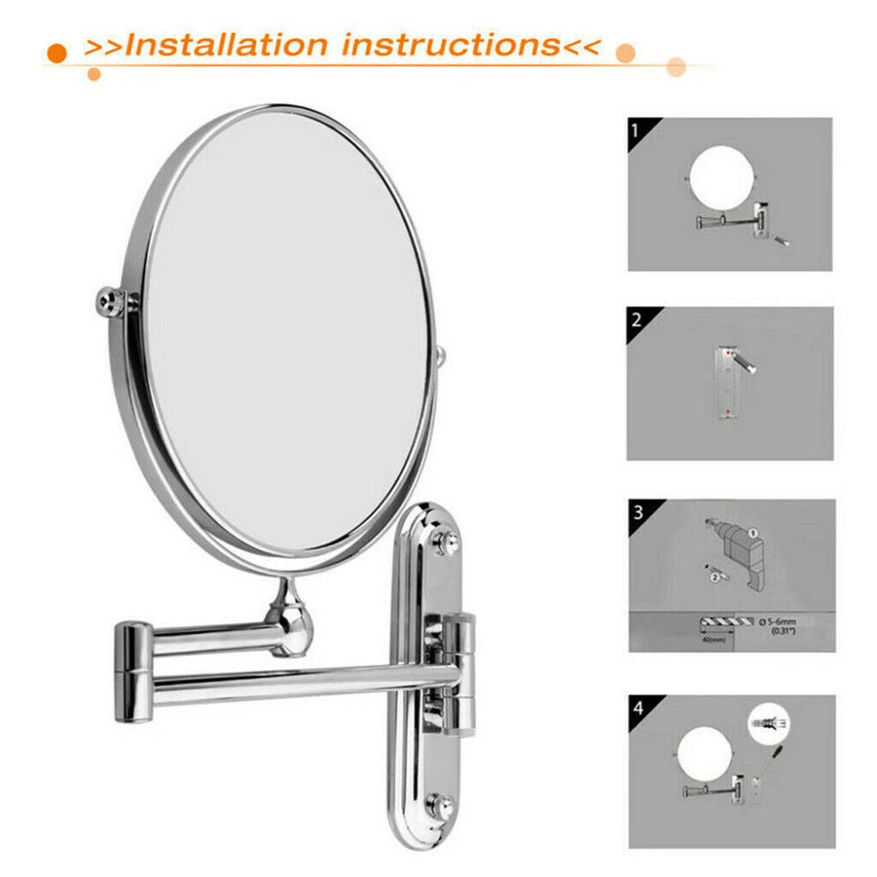 Chrome Wall Mount Double Sided Magnifying Mirror