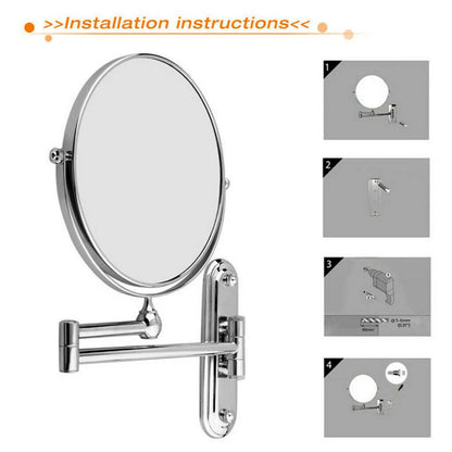 Chrome Wall Mount Double Sided Magnifying Mirror