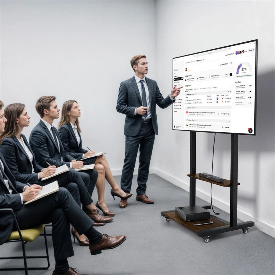 Adjustable Rolling TV Stand for 40 to 86 Inch Screens with Shelves