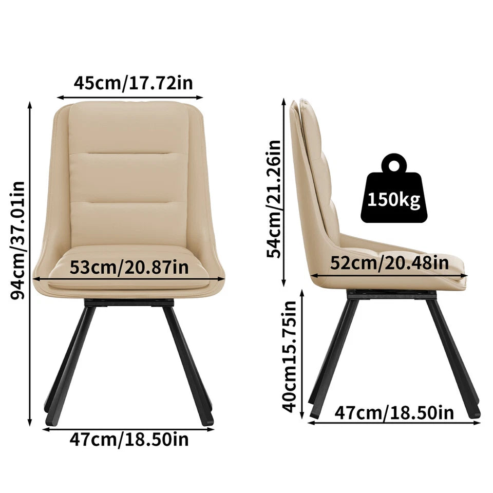 Light Khaki Swivel Dining Chairs Set of 2 with Padded Seat and Backrest