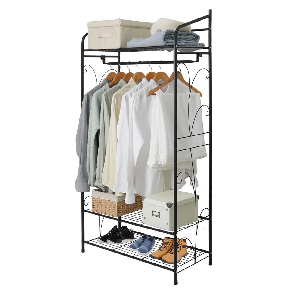 Metal Open Wardrobe Simplicity Clothes Rack Garment Storage Hanger Shoe Organise