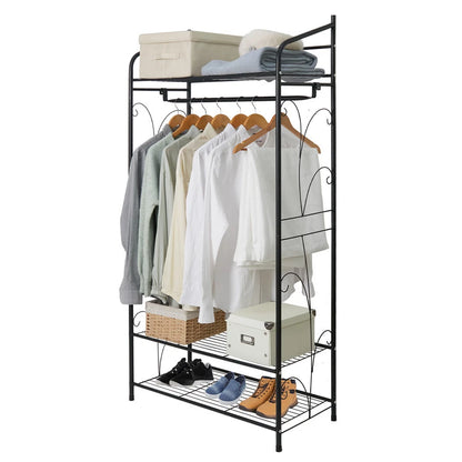 Metal Open Wardrobe Simplicity Clothes Rack Garment Storage Hanger Shoe Organise