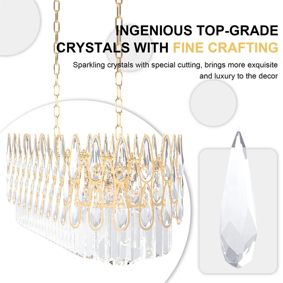 80cm Gold Crystal Chandelier with 3 Light Settings