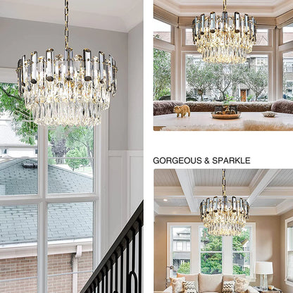 Adjustable Gold Crystal Chandelier Light Fixture