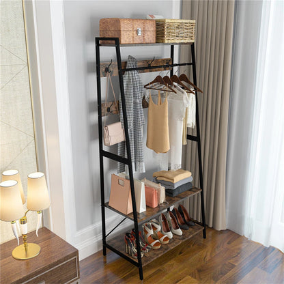 Industrial Wall-Mounted Clothes Rack Iron Black