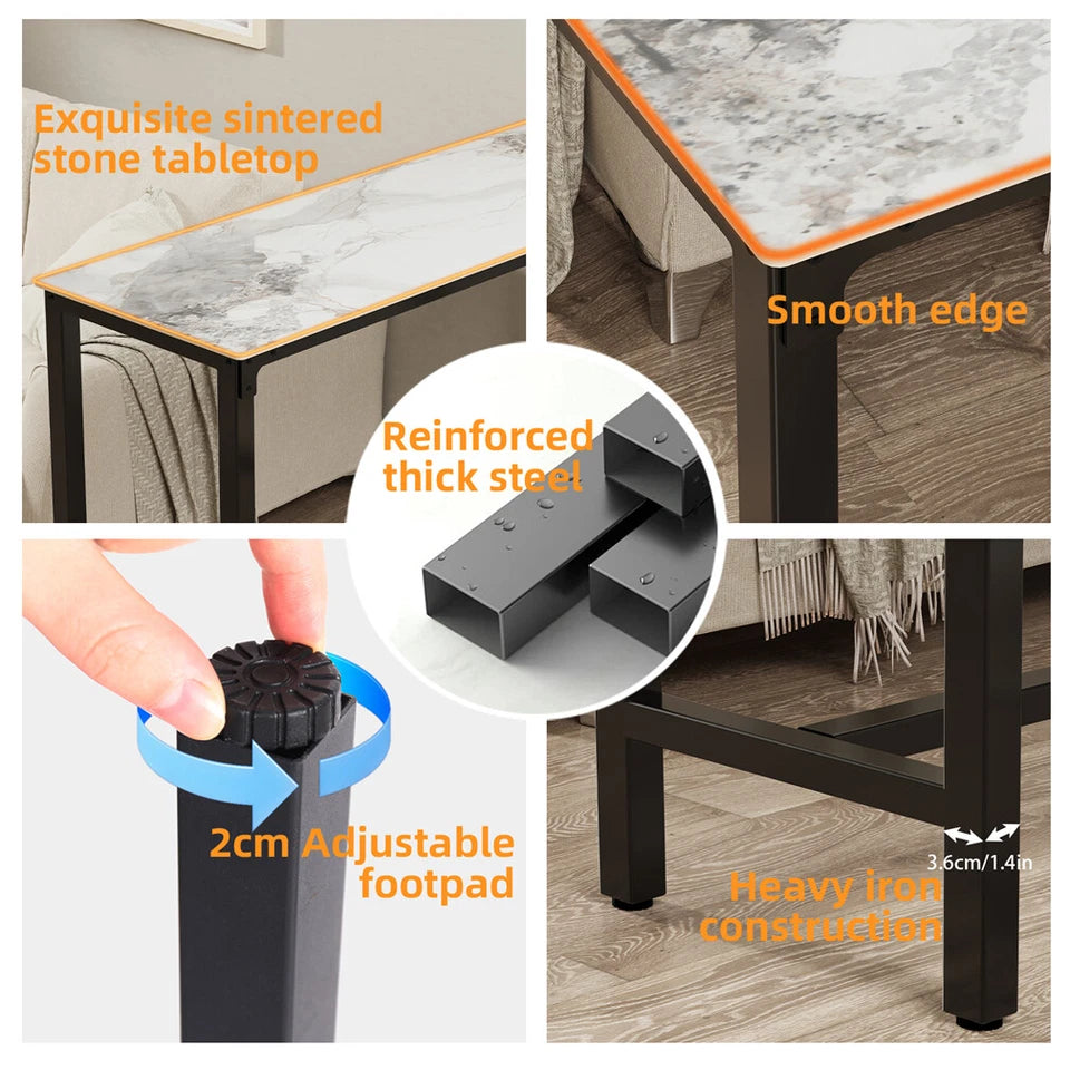 Glossy Jaded-White Slim Rectangular Bar Table With Black Frame For Modern Interiors