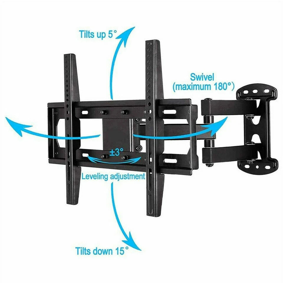 Full Motion TV Wall Mount with Swivel Tilt Extension for 23–55" Flat Screens Corner Fit Capability