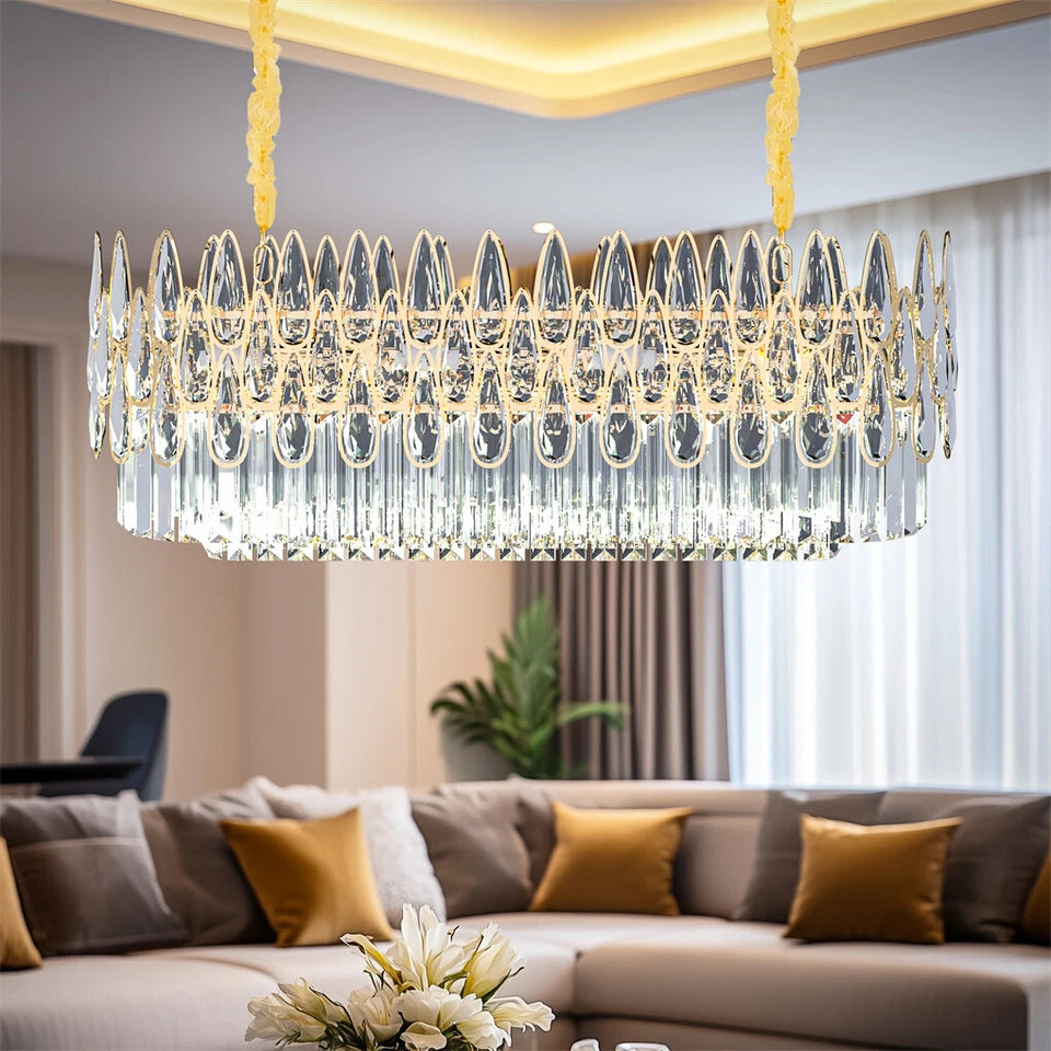 80cm Gold Crystal Chandelier with 3 Light Settings