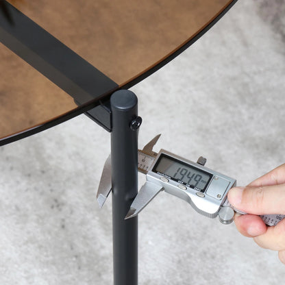 Brown Tinted Round Tempered Glass Coffee Table with Modern Metal Frame