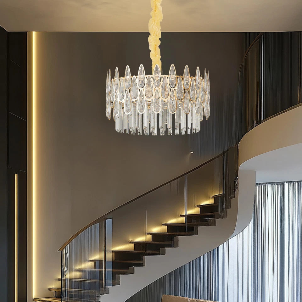 40cm Round Crystal Chandelier with Warm Glow