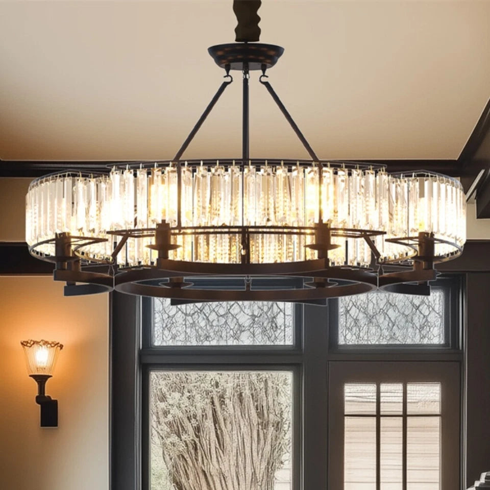 Large Black Crystal Chandelier with 8 E14 Lights