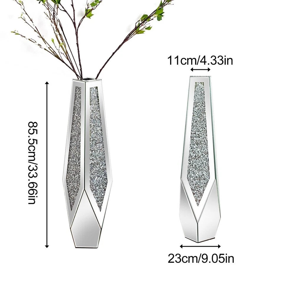 Luxury Crushed Diamond Floor Vase – Modern Floral Display