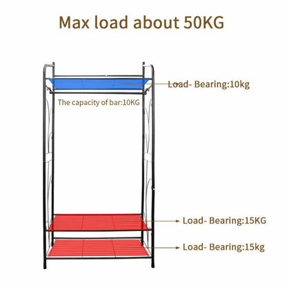 Metal Open Wardrobe Simplicity Clothes Rack Garment Storage Hanger Shoe Organise