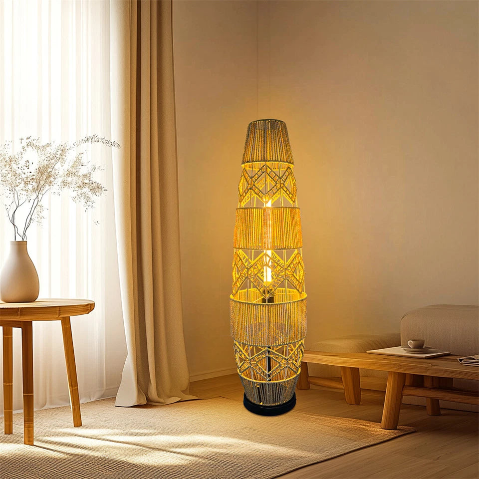 Natural Rattan Handcrafted LED Floor Lamp 93.5cm