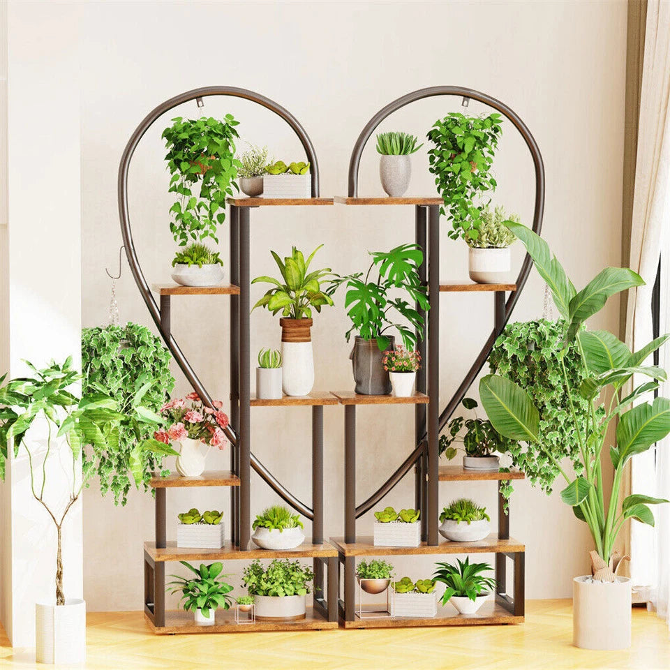 Half Heart Shape 6-Tier Indoor Outdoor Plant Stand