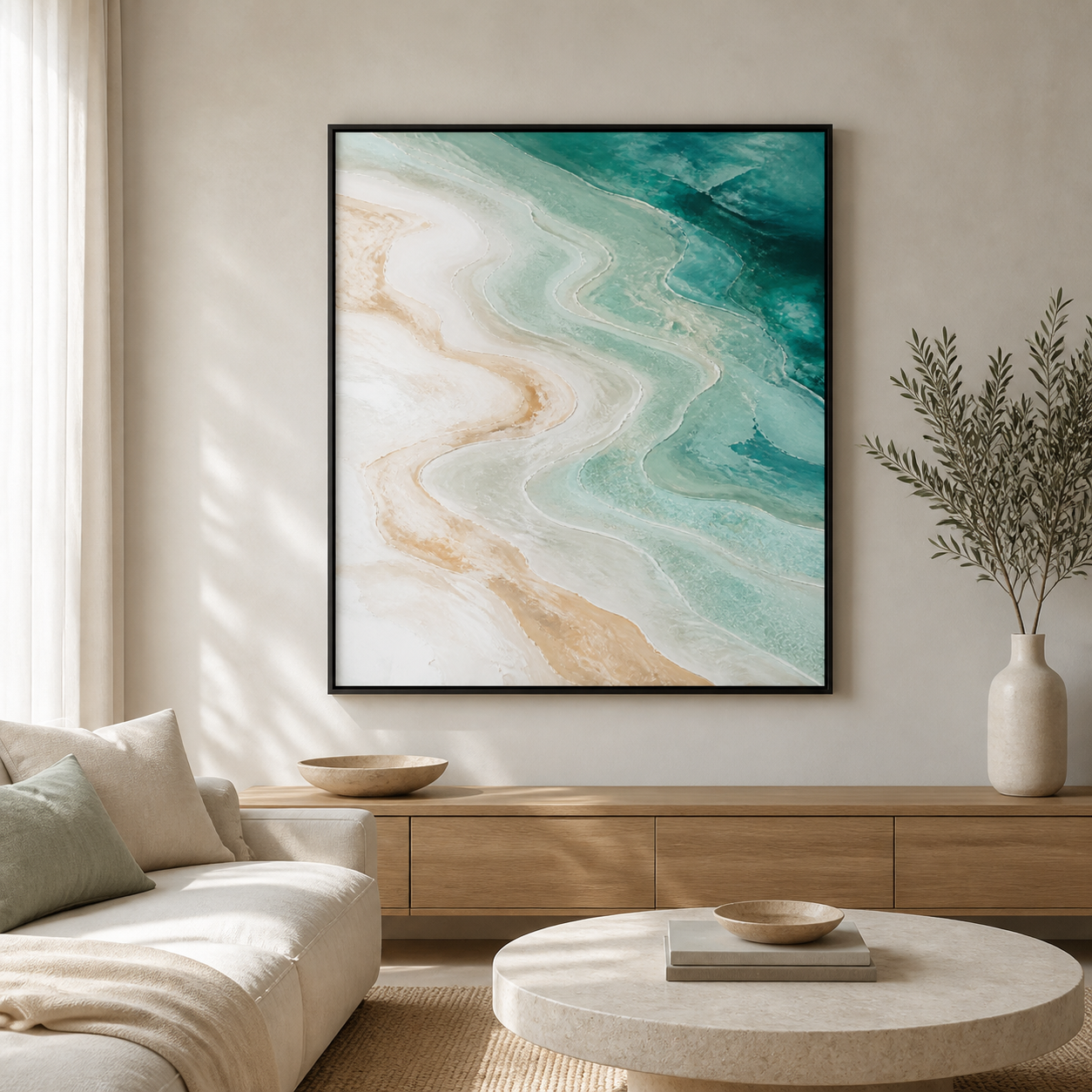 Saltwater Terraces black floating frame canvas