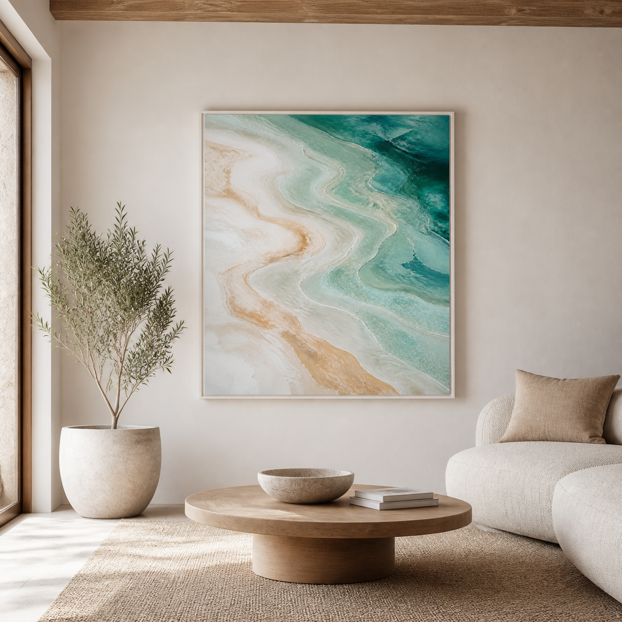 Saltwater Terraces white floating frame canvas