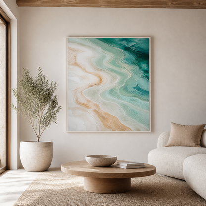 Saltwater Terraces white floating frame canvas
