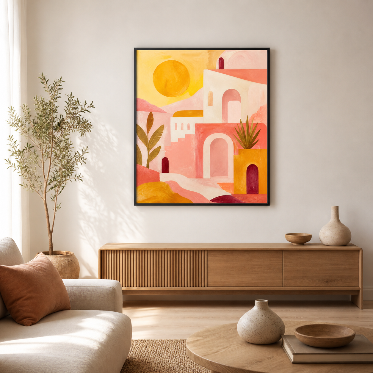 Sunlit Bungalow black floating frame lifestyle view