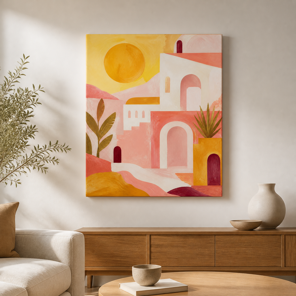 Sunlit Bungalow stretched canvas lifestyle view