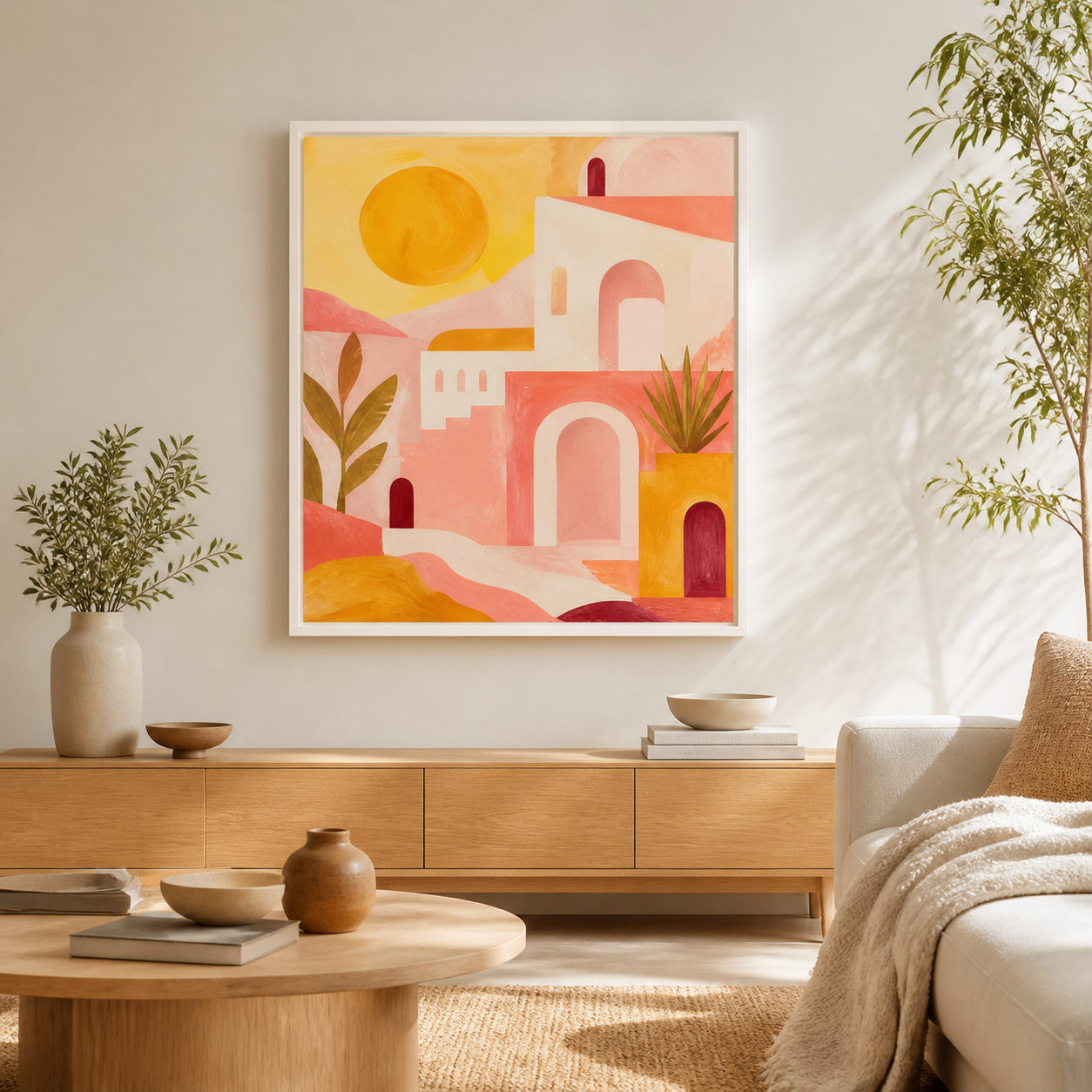 Sunlit Bungalow white floating frame lifestyle view