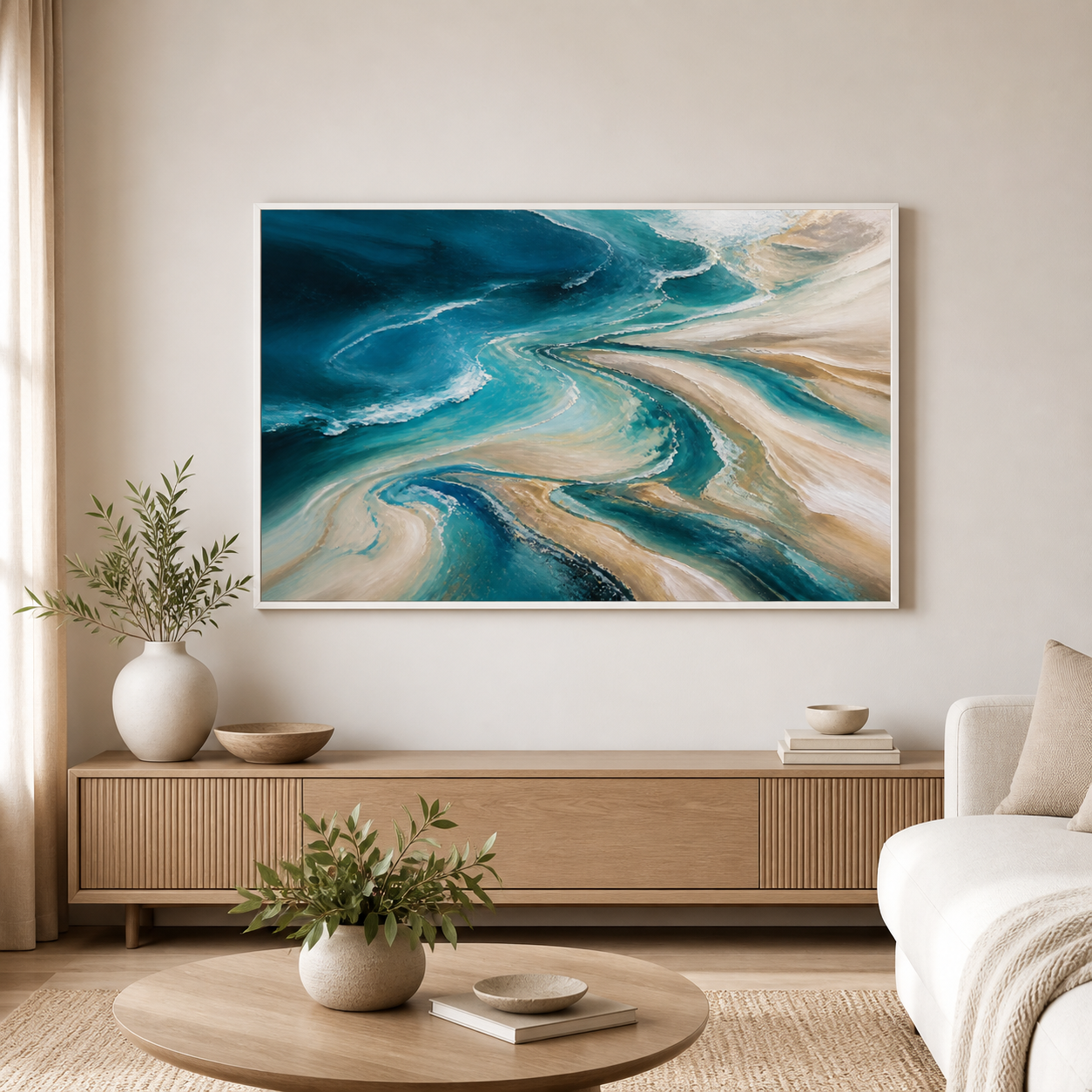 Tidal Blue white floating frame landscape lifestyle view