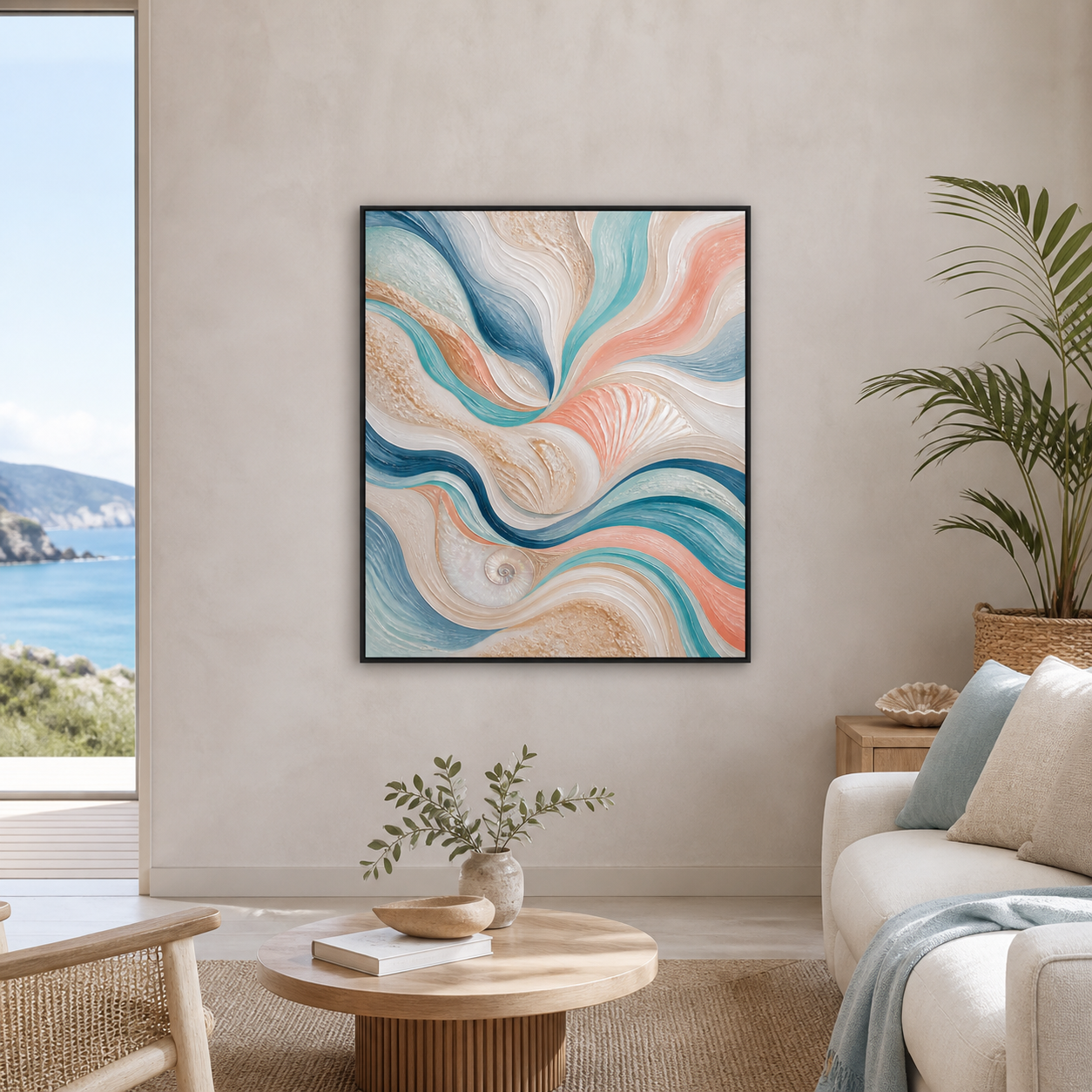 Tidal Ribbons black floating frame canvas