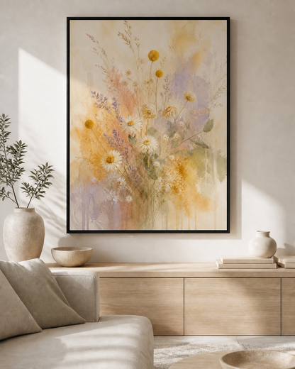 Wildflower Veil canvas in a black floating frame
