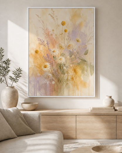 Wildflower Veil canvas in a white floating frame