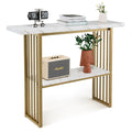 2-Tier Console Table — Faux Marble Top